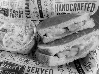 Dilly Dilly sandwich with a side of Pea Salad from The Cure in Walhalla. Photo by Melanie Thornberg.