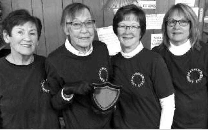 Pictured l to r: Cavalier Thrift Store volunteers Shirley Thom, Ardella Johnson, Ann Gunderson, Judy Lage. Photo submitted by Kari Helgoe