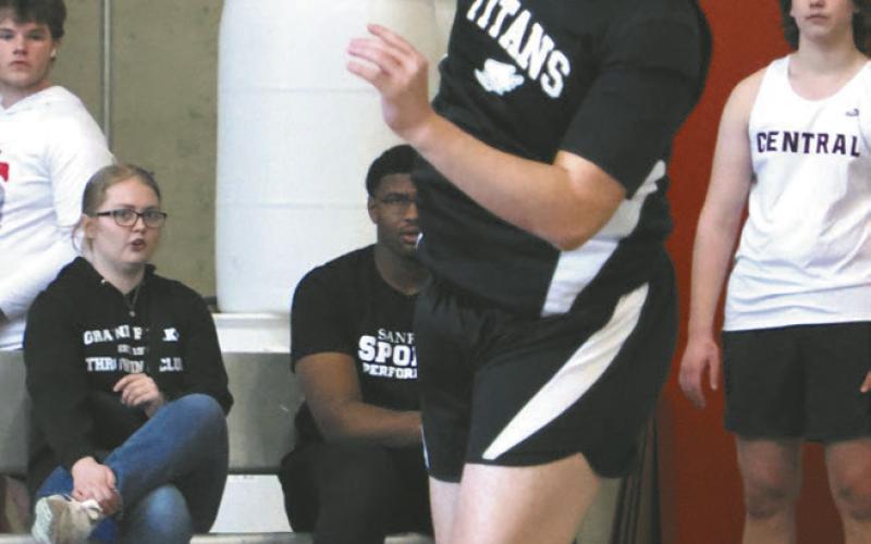 Daniel De Souza on his way to a personal best in the shot put.