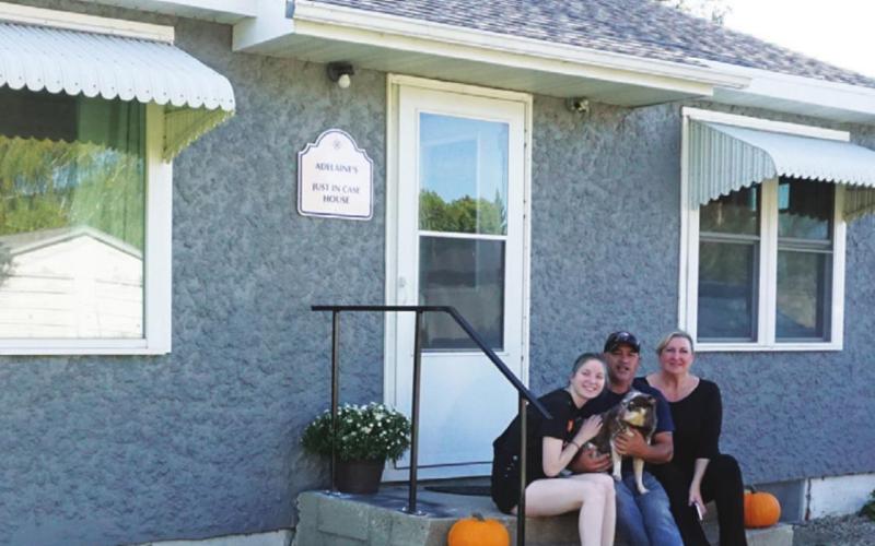 Adelaine, Tanz, and Paula Chalmers in front of Adelaines House, a new Air BNB opening in Drayton. VNV photo by Lyle Van Camp