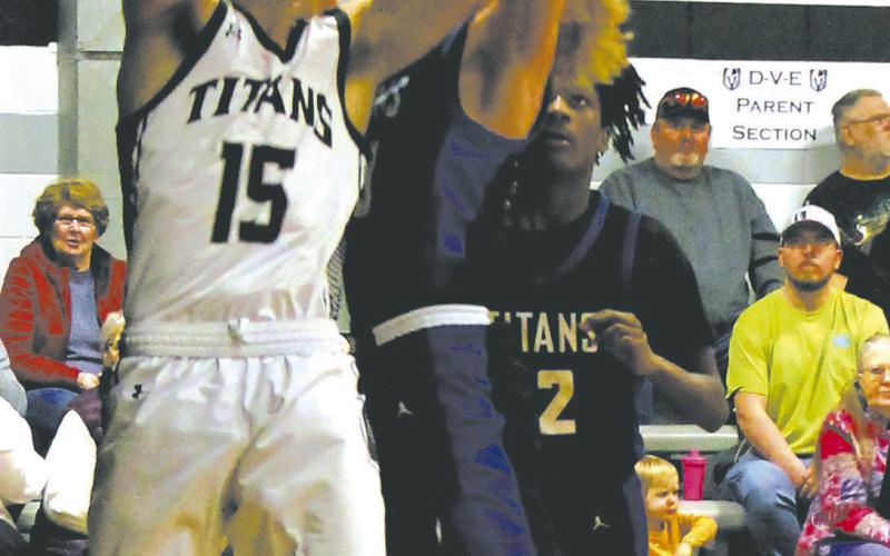 DVE’s Isaac Feltman recovers a rebound in Edinburg Feb. 8. Photo by Jamie Rarick