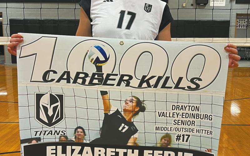 Congratulations to Elizabeth Fedje, who reached 1000 career kills in volleyball action against North Star on Thursday, Sept. 11. Submitted photo Read the full story on page 9