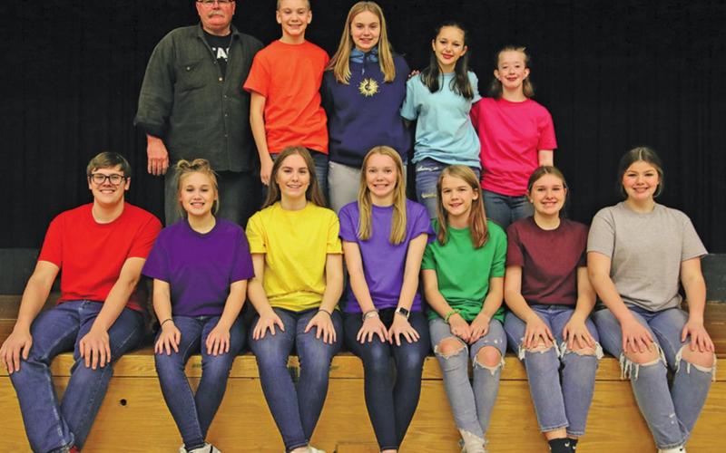 Pictured above the cast of the One Act Play left to right front row: Ian Peterson, Claire Thompson, Kiara Aasand, Easton Larson, Alyssa Hoyles, Rylee Maurstad, and Alyvia Quibell. Back row l to r: Coach Wayne Stegman, Quinn Passa, Lights and sound tech Aleah Pokrzywinski, Taylor Hermanson, and Siobhan Kissee. Pictured below: Ian Peterson with his Superior Actor Award. Photos submitted by Drayton Public School