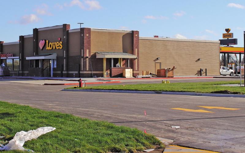 There is a flurry of activity at the site of the new Love’s Travel Stop in Drayton. Once the building started to be raised the project has moved along very swiftly. VNV photo by Lesa Van Camp