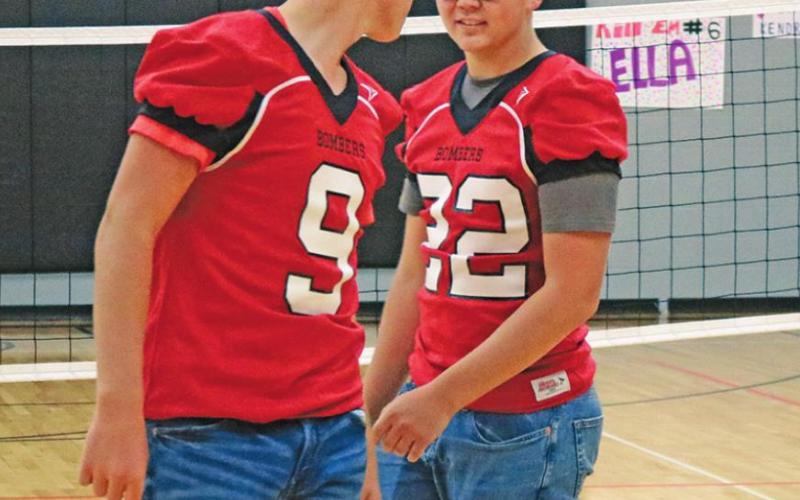 Pictured left: And then there were two. The football players participated in musical chairs during the Homecoming pep rally Friday afternoon. The two left fighting for the last chair were Damian Pokrzywinski and Nick Van Camp. Photo submitted by Drayton Public School