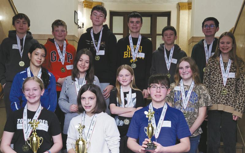 Area students who participated in the Pembina County Spelling Bee. Photo by Jamie Rarick