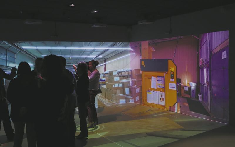 Bismarck State College unveils its new virtual reality room on March 9. The room is part of the XR for VR project, which uses virtual reality to help people with disabilities see what it’s like to work manufacturing jobs. Photo by Mary Steurer/North Dakota Monitor