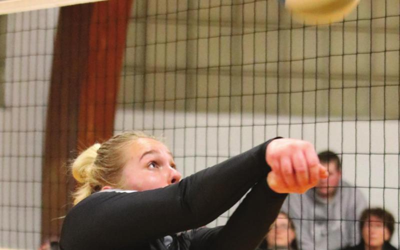 Ella Kittelson concentrates on the ball in action against North Border. VNV photo by Lyle Van Camp