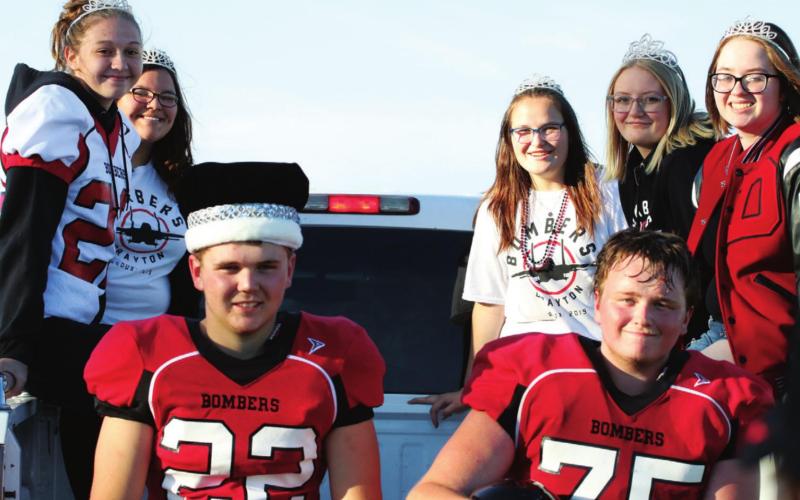 The 2021 DHS Homecoming appeared at half-time of Saturday’s game. From the left: Kayli Staskivige, Aaliyah Lorenzen, Nick Van Camp, Ariaunna Larocque, Cole Wilson, Mackenzie Guss, and Jordie Praska. VNV Photo by Lyle Van Camp