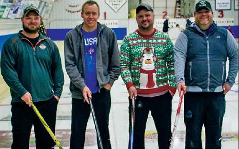 Second Event winners Dan Riley rink, Stephen, MN (L-R): Evan Schindle, Brady Anderson, John Kowalski, Dan Riley. Photo by Krystal Wilson Photography submitted by Drayton Curling Club