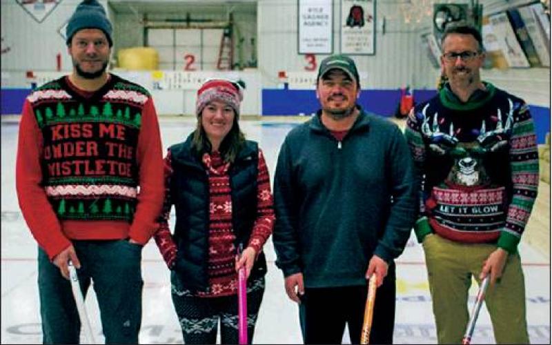 Third Event winners Tom Halcrow rink, Drayton (L-R): Blake Johnson, Stefanie Woinarowicz, Brett Christenson, Tom Halcrow. Photo by Krystal Wilson Photography submitted by Drayton Curling Club