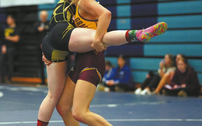 Alyssa Hoyles secures control during the regional tournament, where she claimed first place and a state berth. Photo by Larry Stokke