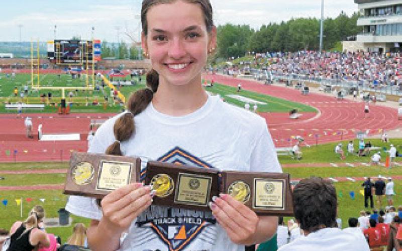 Freshman athlete, Elizabeth Fedje placed in three events at the North Dakota State Track Meet last weekend.