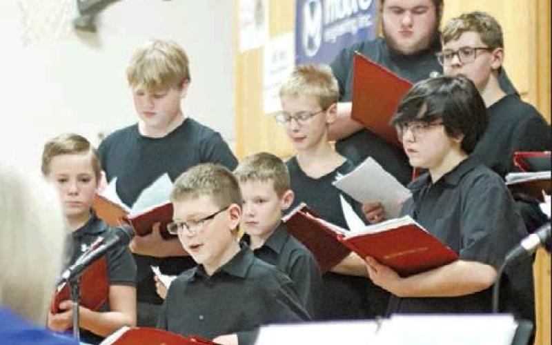 Concert choir performing Christmas to Me featuring Jonathan Knudson as a soloist during the winter concert last week. VNV Photo by Lesa Van Camp
