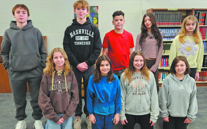 Front Row: Ruthie Rarick, Ciera Dalzell, Lana Kalka, and LeAnn Borgen Back Row: Rylan Nord, Shawn Patterson, Noah De Souza, Angelina Carmo, and Sadie Wimpfheimer. Photo by Jamie Rarick