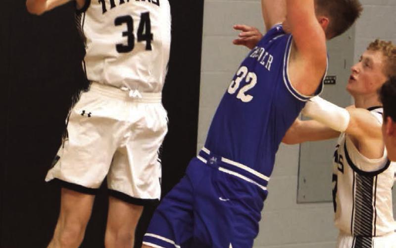 Jack Langerud goes up to block a Hatton-Northwood shot.