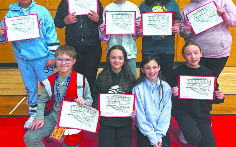 Front row L to R Easton Bratlie, Marly Schumacher, Austyn Stangeland, Jemma Nord. Back row L to R Remmington Lizakowski, Sofia De Souza, Savannah McFarland, Liberty Bishop, Savannah Wimpfheimer. Submitted photo