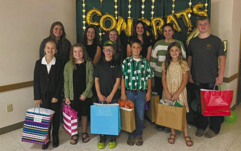 Project Award Winners: Back: Anja Schluchter, Naomi Stegman, Aubrey Ratliff, Caroline Stegman, Christine O’Toole, Chaz Halverson; Front: Amelia Ratliff, Adlee Hay, Levi Norrell, Oscar Hunter, Mallory Latozke. Submitted photo.
