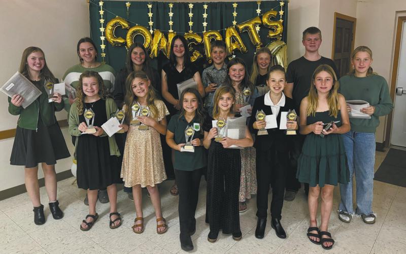 Static Fair Award winners. Back: Aubrey Ratliff, Christine O’Toole, Anja Schluchter, Caroline Stegman, Cain Furstenau, Emersen Helgoe, Chaz Halverson, Mia Seng; Front: Adlee Hay, Mallory Latozke, Aiden Lawonn, Sadie Kennedy, Nora Ramsay, Amelia Ratliff, Kiera Seng. Submitted photo