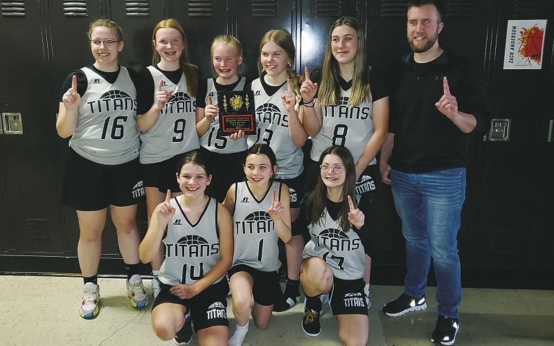 The seventh and eighth grade girls’ Titans basketball teams competed in the Junior Highschool Girls’ Basketball Tournament hosted at Cavalier High School last week. Seventh Grade Lady Titans.