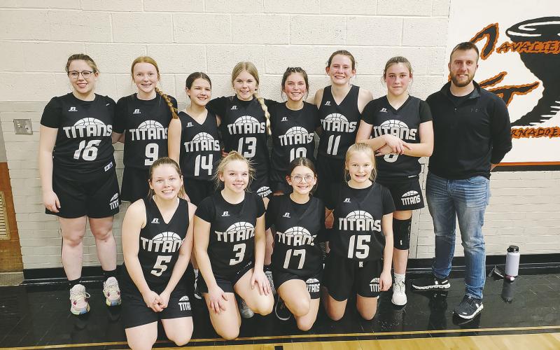 First year coach Tyber Pokrzywinski led the seventh grade team to a first place win in the Flurry Division. The eighth grade girls landed fourth in the Blizzard Division. Congratulations to the teams! Eighth Grade Lady Titans.