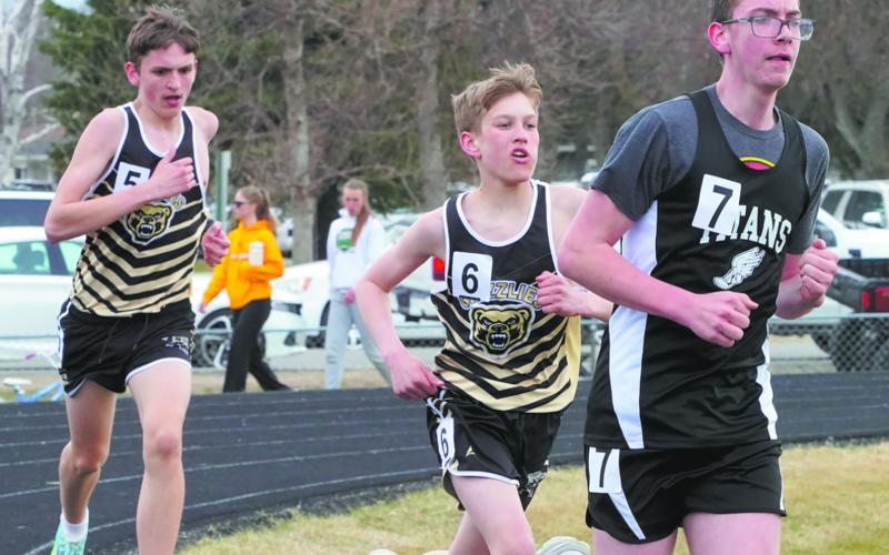 Titan Jonah Rarick fought hard against the competition at the Langdon Invitational. Photo by Larry Stokke.