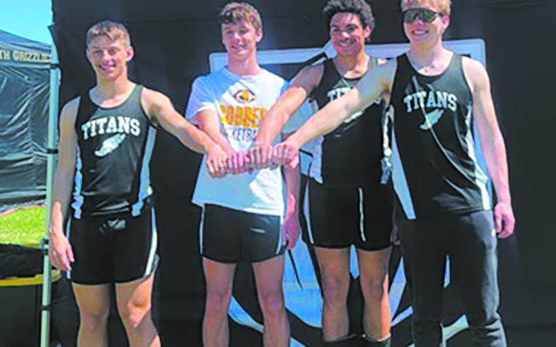 Boys State Qualifying 4X100 Relay (left to right) Carter Johnson, Brady Reilly, Mason Pollestad, Carter Oberg. Submitted photo