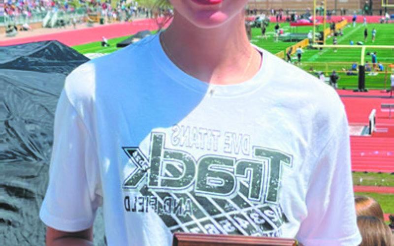 Jocelyn Vold seventh in the 100 hurdles. Submitted photo.