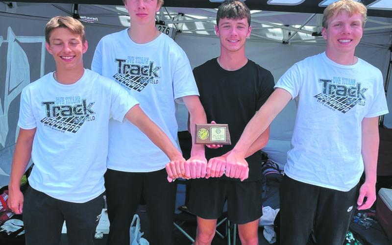 The DPS 4X200 relay team took seventh: Carter Johnson, Jack Langerud, Brady Reilly, and Carter Oberg. Submitted photo