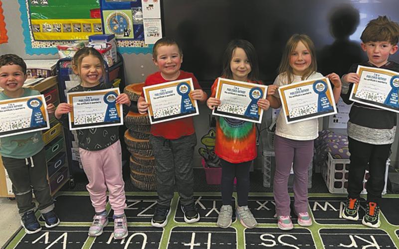 Pre-K authors show off their certificates. Submitted photo