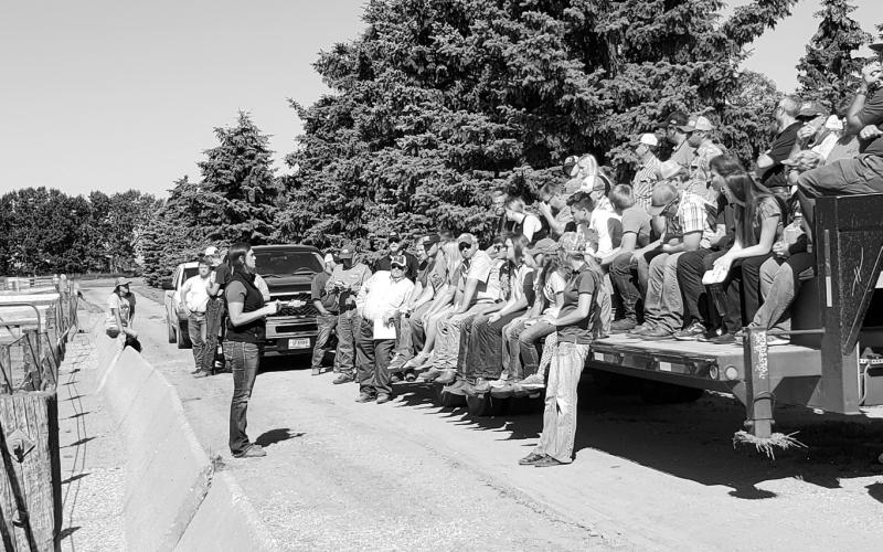Visitors take part in the NDSU Carrington Research Extension Center's 2022 beef production tour. (NDSU photo)