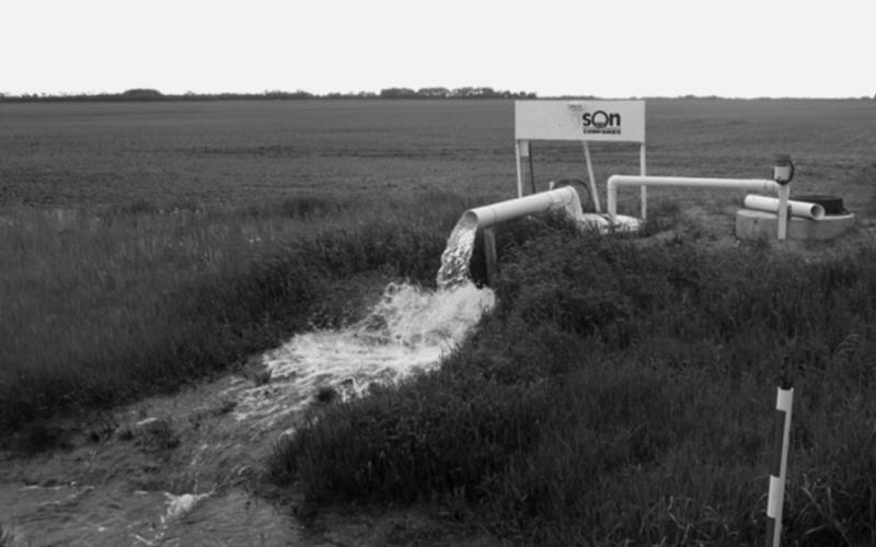 A subsurface tile system removes excess water from an agricultural field. NDSU photo