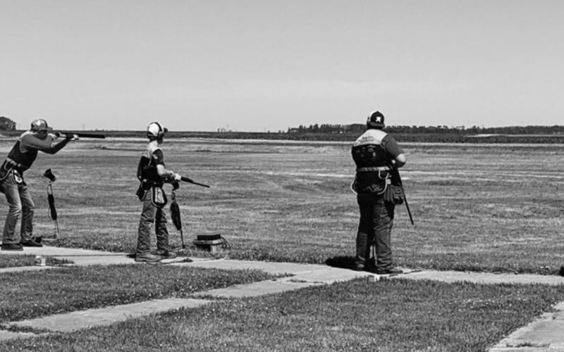 Five members of the team shooting at the Walsh County Gun Club. Photo submitted