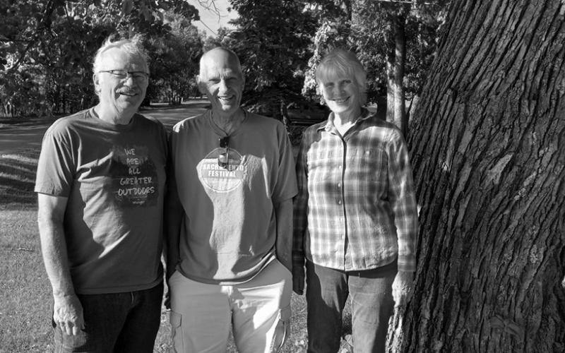 (L-R) Clint’s brother, Paul; Clint; and Cousin, Fern, while meeting in Detroit Lakes at the August reunion.