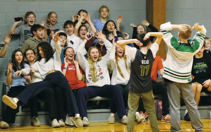 DVE's student section 'rode the roller-coaster' during a time-out at Thursday's game. Photo by Jamie Rarick