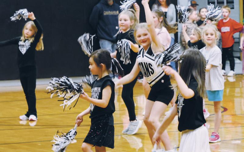 The Tiny Titans cheerleaders performed during halftime at Thursday's game in Crystal. Photo by Jamie Rarick