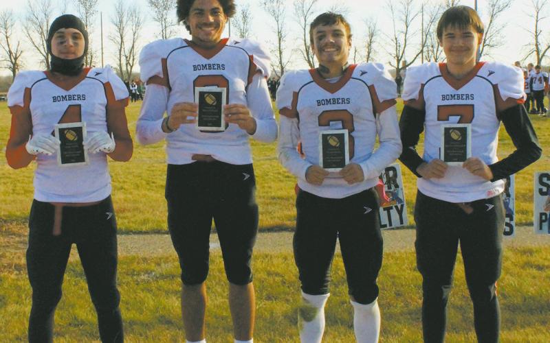 Drayton Bombers selected to the All-Conference Team: Trypp Castillo, Mason Pollestad, Trenten Keena, and Max Foss-Pokrzywinski. Photo by Jamie Rarick.