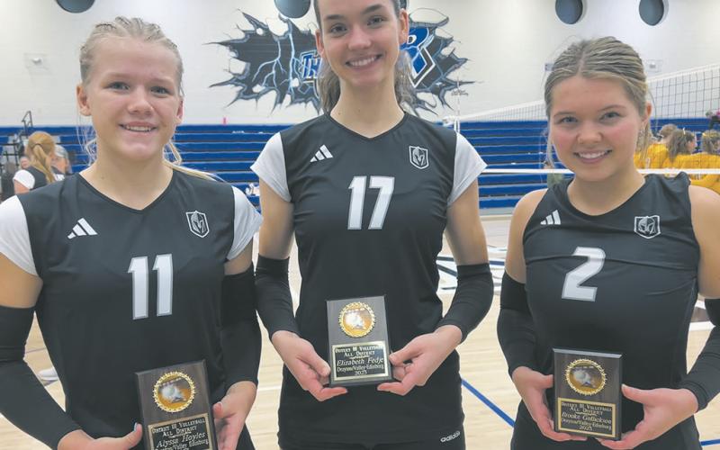 Alyssa Hoyles, Elizabeth Fedje and Brooke Gullickson were named to the District 3 All-District team. Photo by Jodi Fedje.