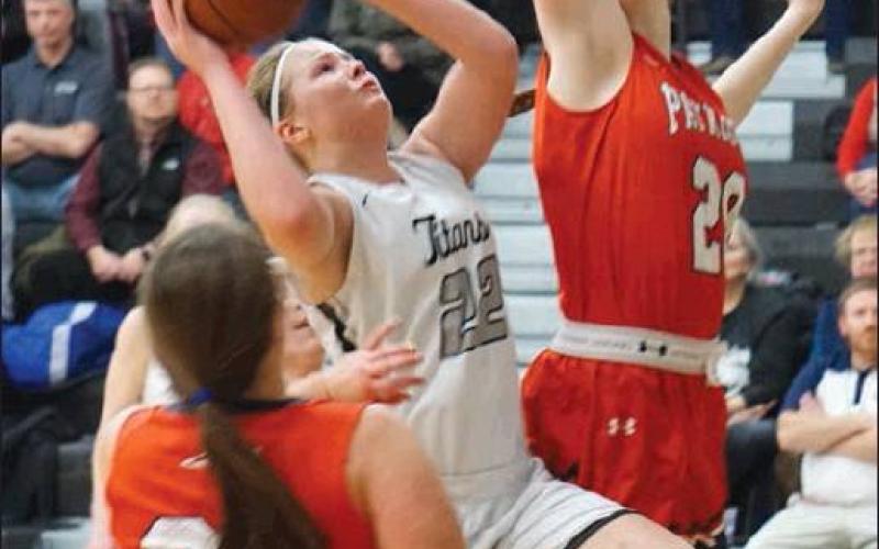 Kasey Stegman puts up a shot in action against MPCG. VNV Photo by Lyle Van Camp