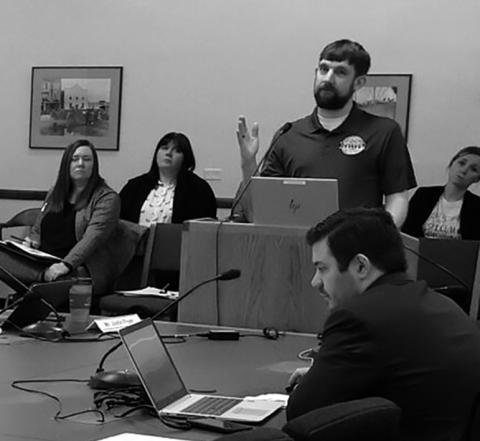Matt Liebel, a field consultant for North Dakota United, speaks during a meeting of the interim Special Education Funding Committee on March 4, 2026. Photo by Michael Achterling/North Dakota Monitor