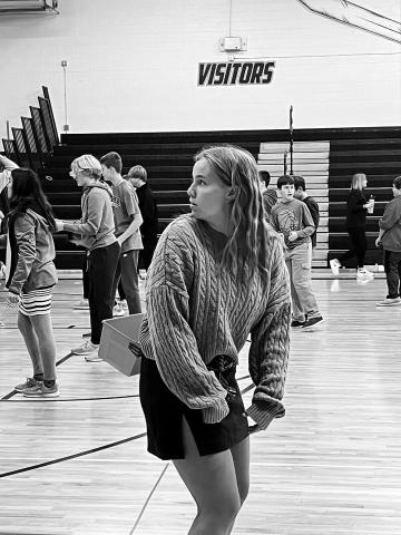Aleah Pokzrywinski catching snowballs.