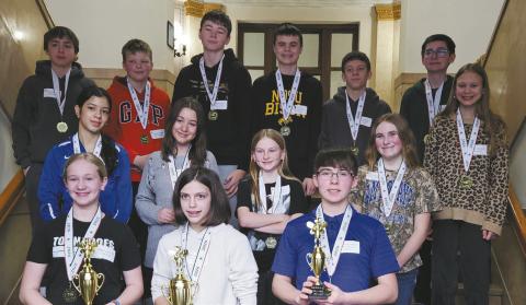 Area students who participated in the Pembina County Spelling Bee. Photo by Jamie Rarick