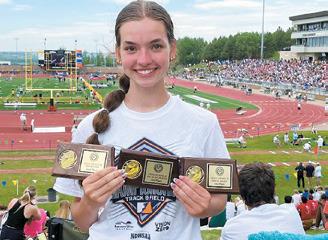 Freshman athlete, Elizabeth Fedje placed in three events at the North Dakota State Track Meet last weekend.