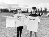 Elizabeth Fedje and Brady Reilly display their event winner’s tee-shirts. Photo submitted by Jeryl Thompson.
