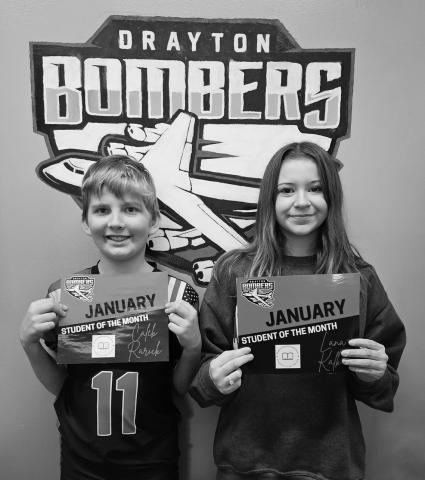 January Students of the Month Caleb Rarick and Lana Kalka were recognized for their hard work and kindness. Photo by Jamie Rarick