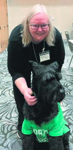 Brita sports her UND attire during a UND visit. Submitted photo