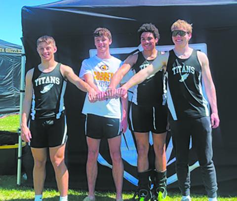 Boys State Qualifying 4X100 Relay (left to right) Carter Johnson, Brady Reilly, Mason Pollestad, Carter Oberg. Submitted photo
