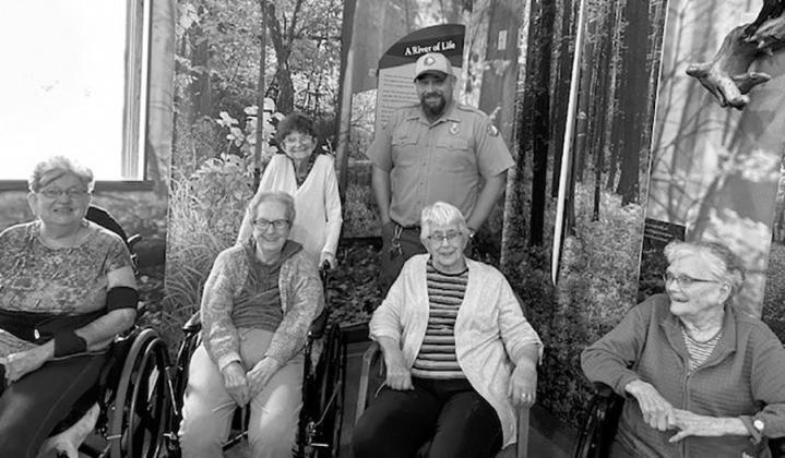 Sitting (L-R) Bonnie, Darlene, Lucille, Georgie; standing, Rose and Mike Duerre.