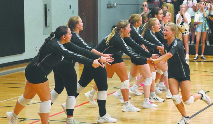 The Titans get fired up during introductions before their match against the Spoilers in Drayton last week. Photo by Lyle Van Camp