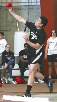 Daniel De Souza on his way to a personal best in the shot put.
